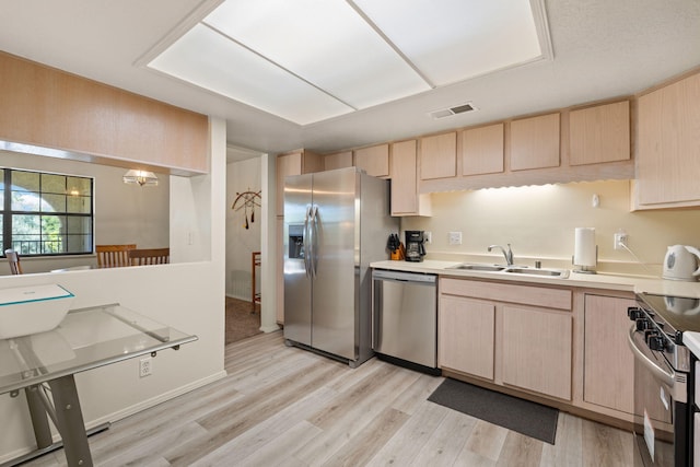 805 Country Club Dr SE Unit G2, Rio Rancho, NM 87124 - kitchen featuring appliances with stainless steel finishes, light brown cabinetry, light countertops, and light wood-style floors