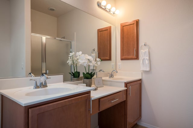 827 Purple Aster Dr, Bernalillo, NM 87004 - bathroom featuring double vanity and a stall shower