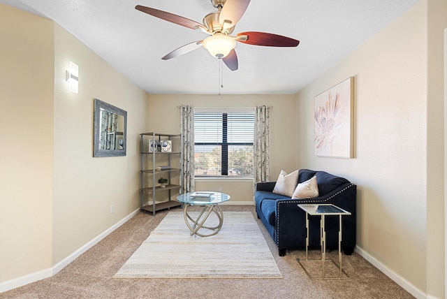 4432 La Paloma Rd NW, Albuquerque, NM 87120 - living area with carpet floors and a ceiling fan