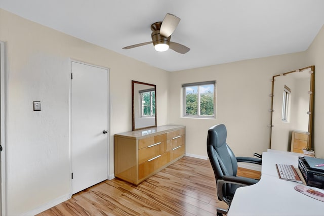 1308 Boatright Dr NE, Albuquerque, NM 87112 - home office featuring light wood-style flooring and a ceiling fan