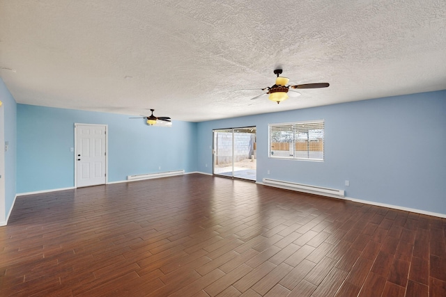 12208 Phoenix Ave NE, Albuquerque, NM 87112 - spare room featuring a ceiling fan, baseboard heating, wood finished floors, and a textured ceiling