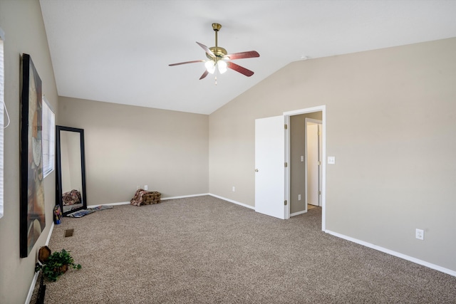 5478 Salem Ct NE, Rio Rancho, NM 87144 - spare room with a ceiling fan, lofted ceiling, and carpet floors