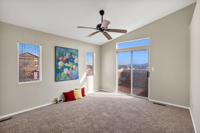 5478 Salem Ct NE, Rio Rancho, NM 87144 - empty room with carpet, a ceiling fan, and vaulted ceiling