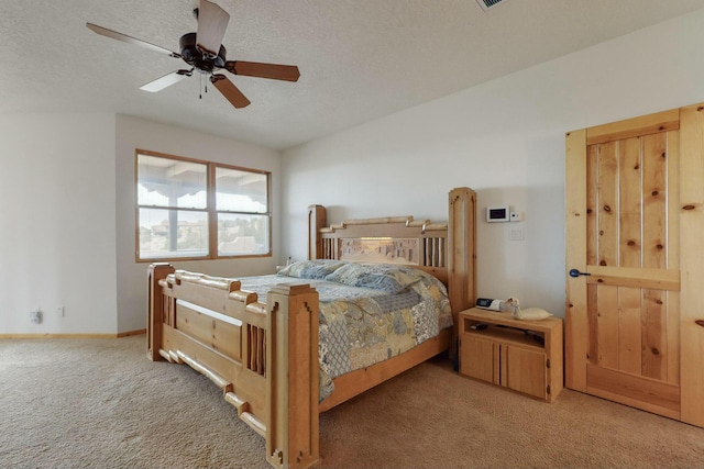 39 Pine Rd, Placitas, NM 87043 - bedroom with carpet flooring, a textured ceiling, and ceiling fan