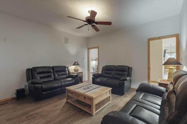 39 Pine Rd, Placitas, NM 87043 - living area with ceiling fan and wood finished floors