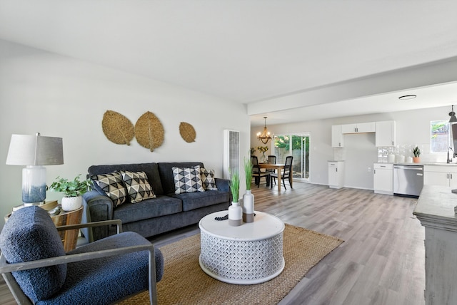 11517 San Jacinto Ave NE, Albuquerque, NM 87112 - living area with light wood-type flooring, plenty of natural light, and a chandelier