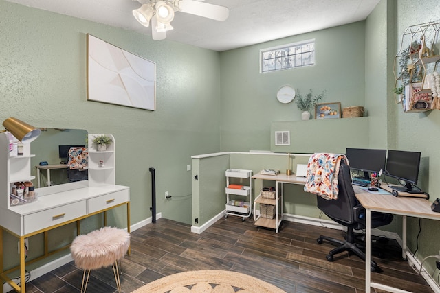121 Pearl Dr NE, Rio Rancho, NM 87124 - home office featuring wood finished floors, a textured wall, and ceiling fan