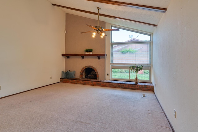 9201 Academy Hills Dr NE, Albuquerque, NM 87111 - unfurnished living room with carpet flooring, a fireplace, and ceiling fan