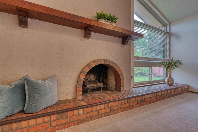 9201 Academy Hills Dr NE, Albuquerque, NM 87111 - detailed view of a wood stove, carpet, and a textured wall