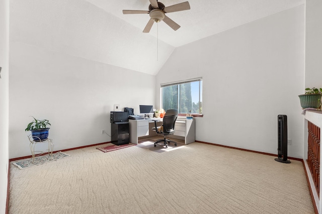7824 Snowberry St NW, Albuquerque, NM 87120 - office space featuring carpet, a ceiling fan, and high vaulted ceiling