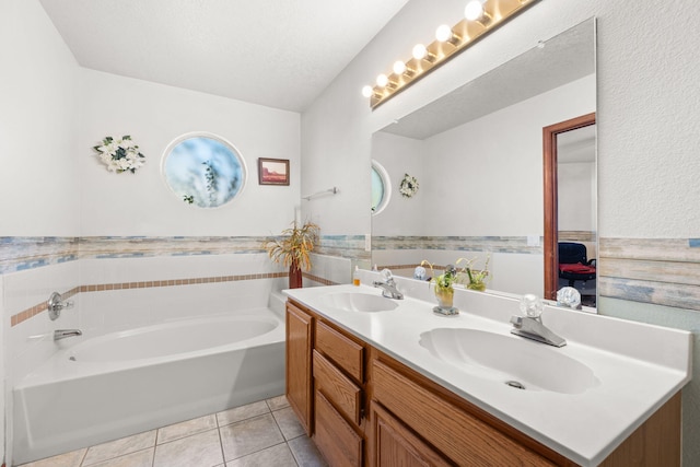 7824 Snowberry St NW, Albuquerque, NM 87120 - full bathroom featuring double vanity, a garden tub, and tile patterned floors