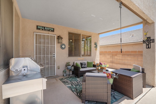 1417 Montiano Loop SE, Rio Rancho, NM 87124 - view of patio / terrace with outdoor lounge area and a grill