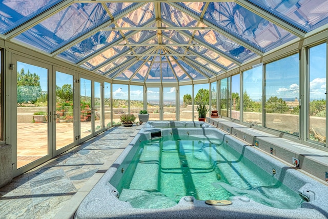 15 Sunset Blvd, Placitas, NM 87043 - view of pool featuring an indoor hot tub, a pool, and french doors