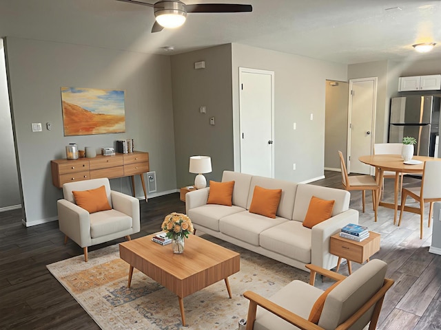 3005 Quail Point Dr, Albuquerque, NM 87120 - living area featuring dark wood-style flooring and ceiling fan