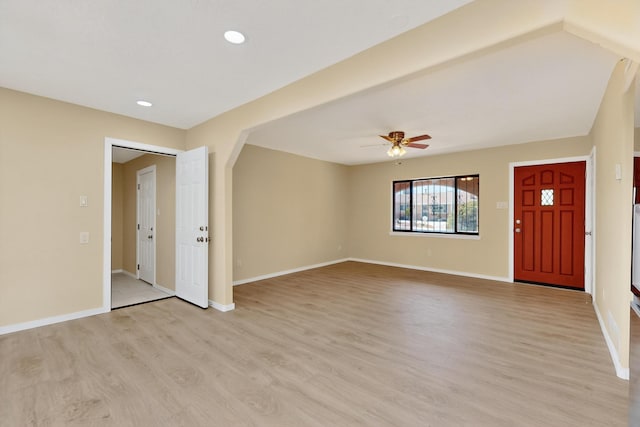 10409 Britt Ct NE, Albuquerque, NM 87112 - foyer featuring light wood-style flooring, ceiling fan, and recessed lighting
