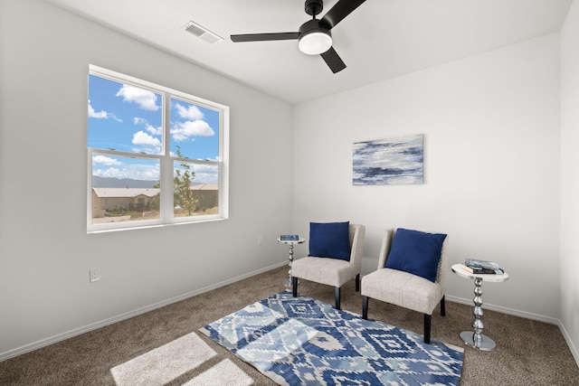 1109 11th St SE, Rio Rancho, NM 87124 - living area featuring carpet flooring and ceiling fan