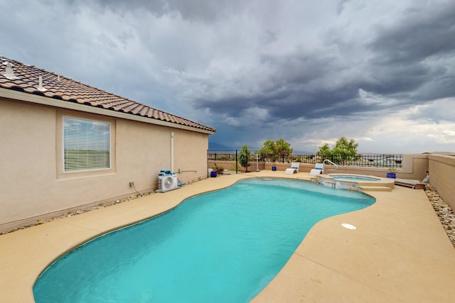 6417 Kings Cyn NE, Rio Rancho, NM 87144 - view of pool with a pool with connected hot tub, a fenced backyard, and a patio