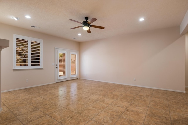 959 Salt Cedar Ct, Bernalillo, NM 87004 - empty room with ceiling fan, recessed lighting, and a textured ceiling