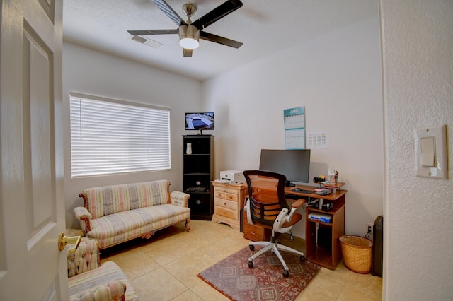 7024 Tree Line Ave NW, Albuquerque, NM 87114 - home office featuring ceiling fan and light tile patterned flooring