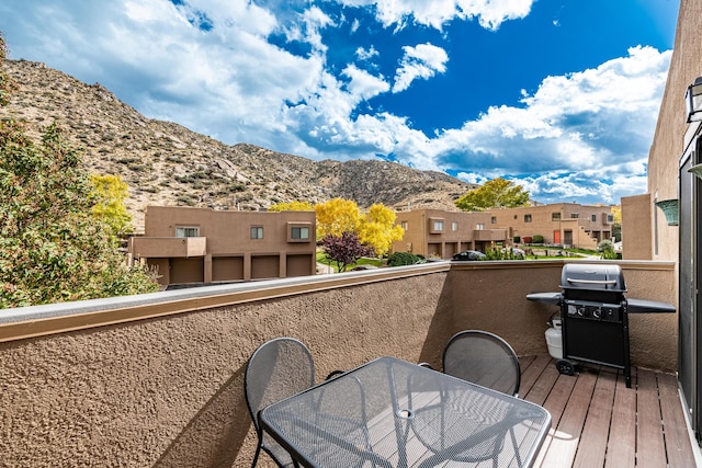 2900 Vista Del Rey NE Unit 18D, Albuquerque, NM 87112 - balcony with a mountain view, outdoor dining area, area for grilling, and a residential view
