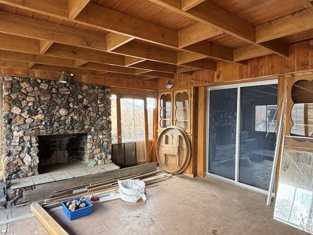 2 Bus Ln, Sandia Park, NM 87047 - unfurnished sunroom with beamed ceiling