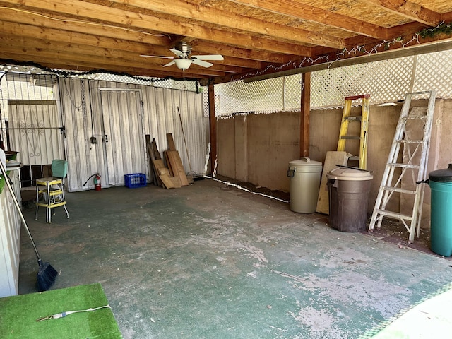 604 9th St SW, Albuquerque, NM 87102 - basement with a ceiling fan and a water softener