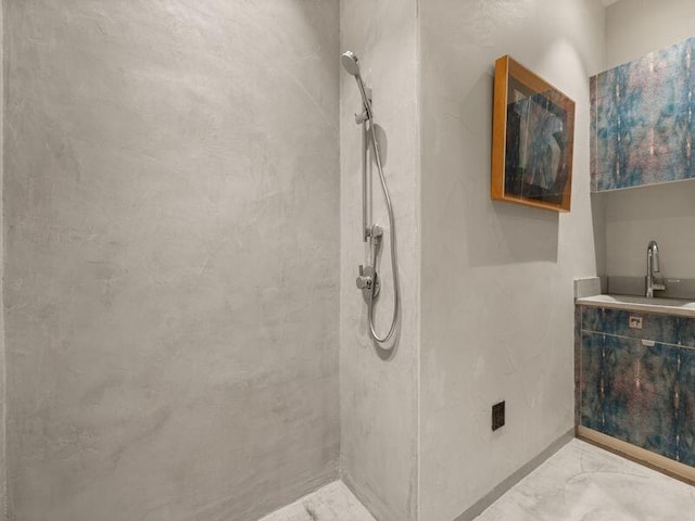 400 Perea Ln, Corrales, NM 87048 - bathroom with tiled shower and marble finish flooring