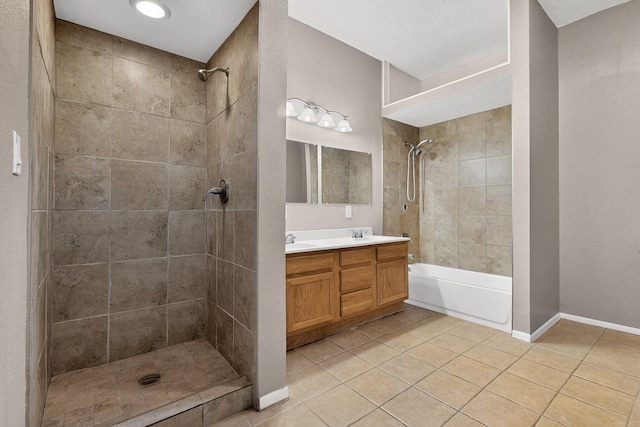 1519 Lundy Ln SW, Albuquerque, NM 87105 - bathroom featuring tile patterned flooring, double vanity, and tiled shower / bath combo