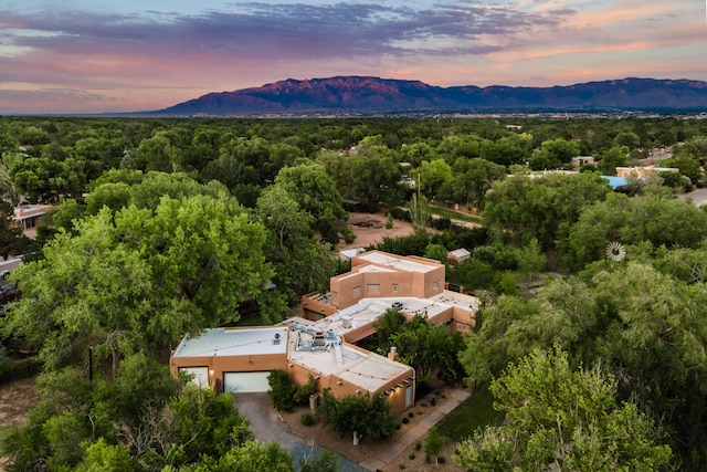 2505 Elfego Rd NW, Albuquerque, NM 87107 - aerial view at dusk of a mountain view and a view of trees