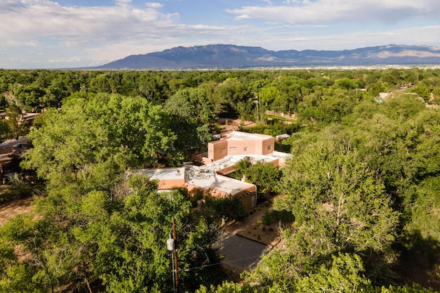 2505 Elfego Rd NW, Albuquerque, NM 87107 - view from above of property featuring a heavily wooded area and a mountain backdrop
