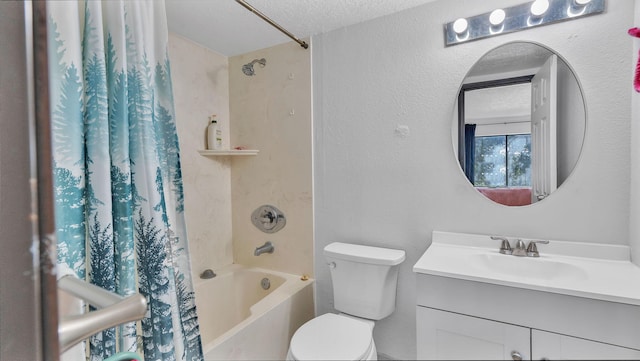 6041 Sequoia Rd NW Unit B3, Albuquerque, NM 87120 - bathroom featuring shower / bath combo with shower curtain, vanity, and a textured ceiling