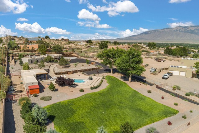 1524 W Meadowlark Ln, Corrales, NM 87048 - aerial view of a mountainous background and a pool