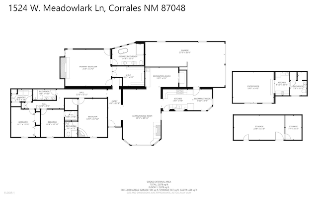 1524 W Meadowlark Ln, Corrales, NM 87048 - view of floor plan / room layout