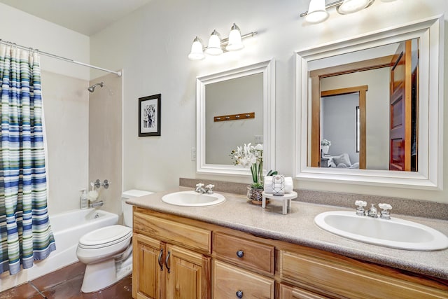 276 Trosello Ln, Corrales, NM 87048 - bathroom featuring double vanity and shower / bath combination with curtain