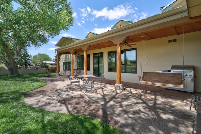 276 Trosello Ln, Corrales, NM 87048 - view of patio featuring a ceiling fan and an outdoor kitchen