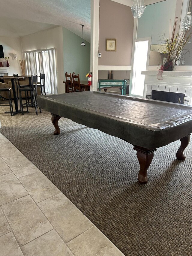 3847 Montgomery Blvd NE Unit 923, Albuquerque, NM 87109 - game room featuring billiards, tile patterned flooring, and a tiled fireplace