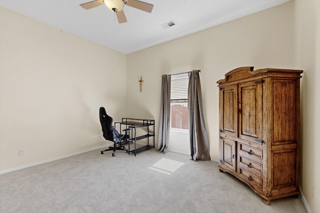 2504 Campeche Rd NE, Rio Rancho, NM 87144 - office area featuring light carpet and ceiling fan