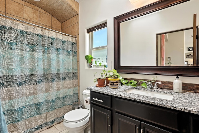 76 Otero Rd, Los Lunas, NM 87031 - full bath with vanity, tile patterned floors, and a shower with shower curtain