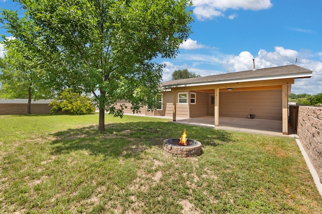 36 Palomas Rd, Los Lunas, NM 87031 - view of yard with an outdoor fire pit and a patio
