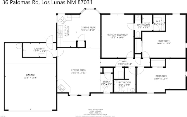 36 Palomas Rd, Los Lunas, NM 87031 - view of floor plan / room layout