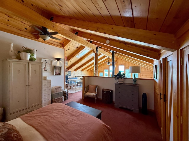195 Ferguson Rd, Ramah, NM 87321 - carpeted bedroom with wood ceiling