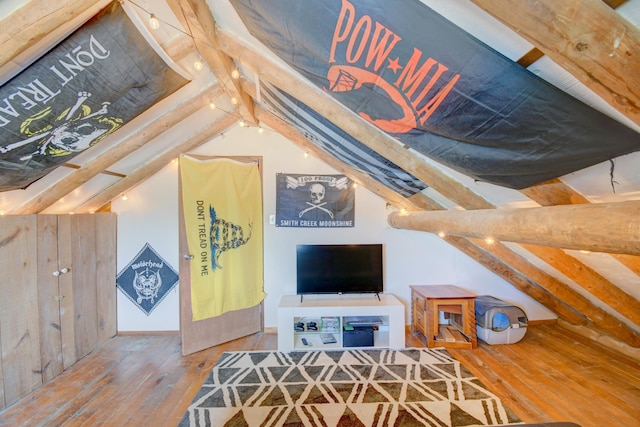 58 Quiet Valley Loop, Edgewood, NM 87015 - living room with wood-type flooring and vaulted ceiling