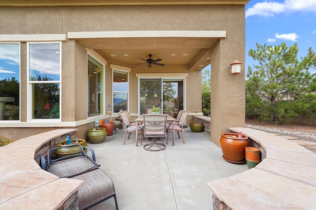 2308 Desert View Rd NE, Rio Rancho, NM 87144 - view of patio / terrace featuring outdoor dining area and ceiling fan