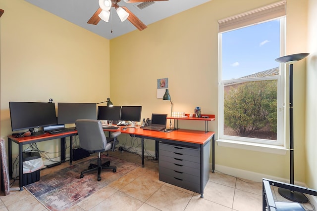 2308 Desert View Rd NE, Rio Rancho, NM 87144 - office space with ceiling fan and tile patterned floors