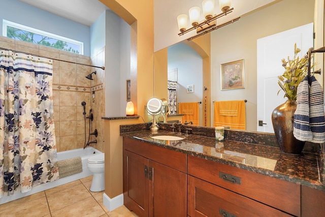 2308 Desert View Rd NE, Rio Rancho, NM 87144 - full bathroom with shower / bath combo with shower curtain, vanity, and tile patterned floors