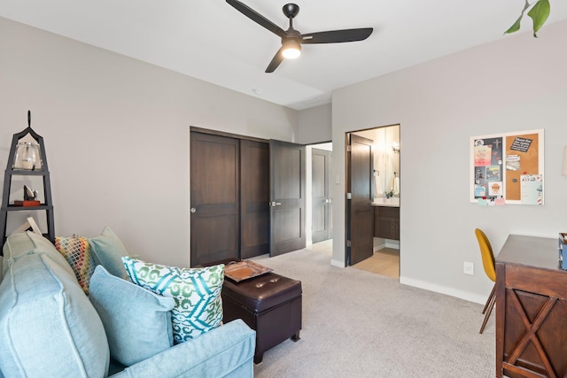 3204 Maxum Ln NW, Albuquerque, NM 87104 - living area with a ceiling fan and light carpet