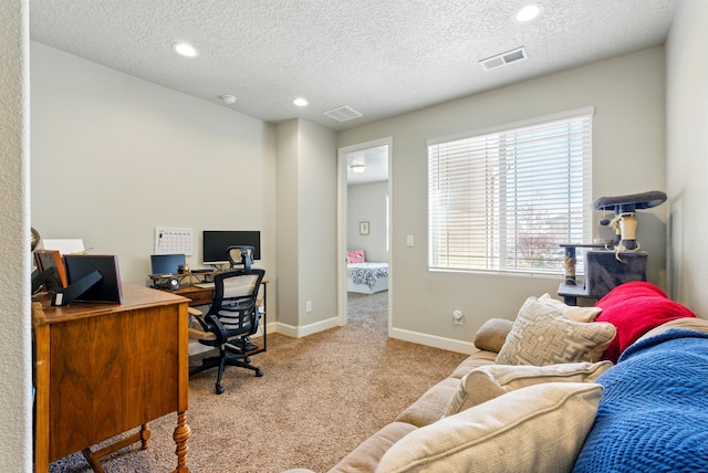 4529 Skyline Loop NE, Rio Rancho, NM 87144 - office featuring carpet, healthy amount of natural light, a textured ceiling, and recessed lighting