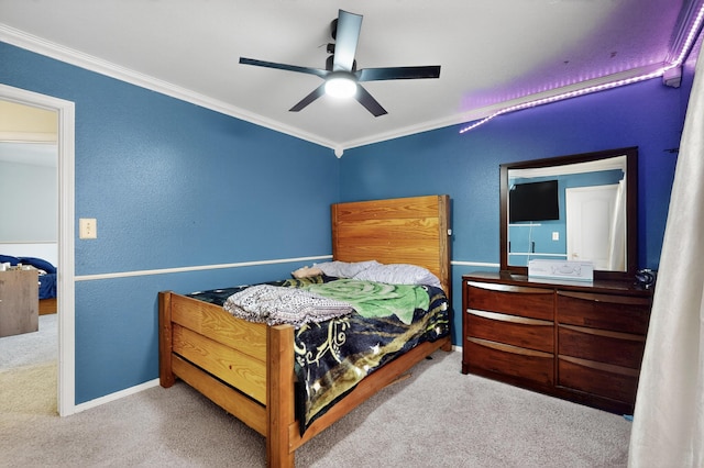701 Autumn Meadows Dr, Rio Rancho, NM 87144 - carpeted bedroom featuring ornamental molding and a ceiling fan