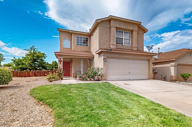 701 Autumn Meadows Dr, Rio Rancho, NM 87144 - traditional-style home with a garage, stucco siding, and driveway