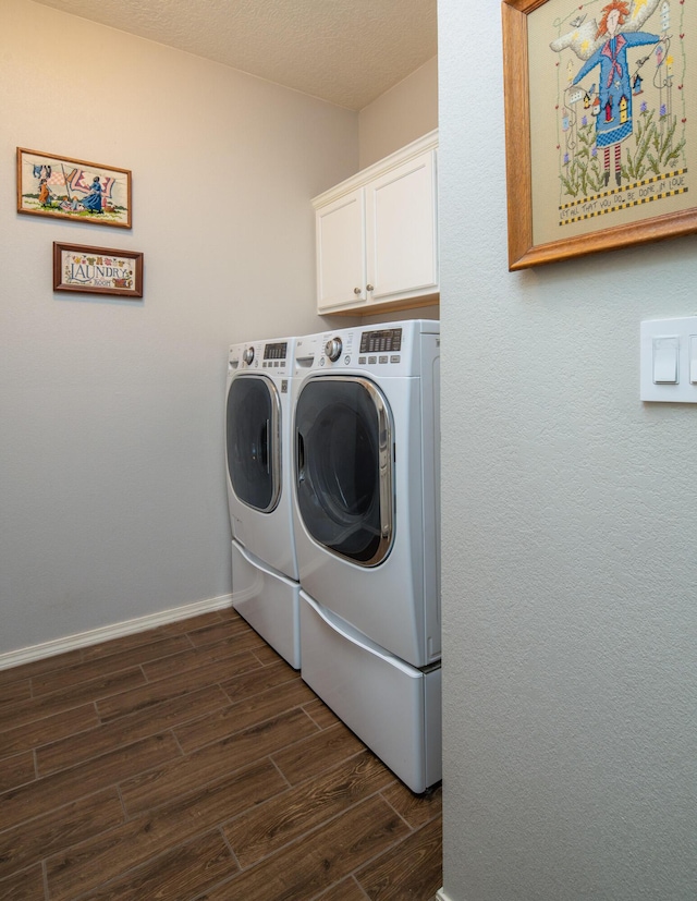 1978 Castle Peak Loop NE, Rio Rancho, NM 87144 - laundry room with separate washer and dryer, dark wood-type flooring, and cabinet space